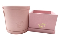 Gold vereiteln Logo Pink Leather Gift Box-Runden-Geschenkbox für Blumen